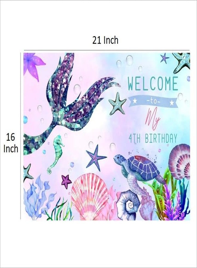 ثيم ماي بارتي لوحة ترحيبية لحفلة عيد ميلاد حورية البحر للبنات - 21 بوصة × 16 بوصة - Image 2